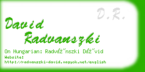 david radvanszki business card